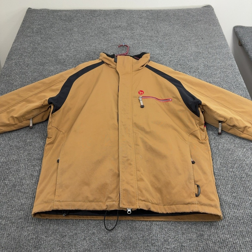 Marker Jacket Mens‎ XL Tan Nylon Heavyweight Full Zip Hooded Ski Gorpcore Style